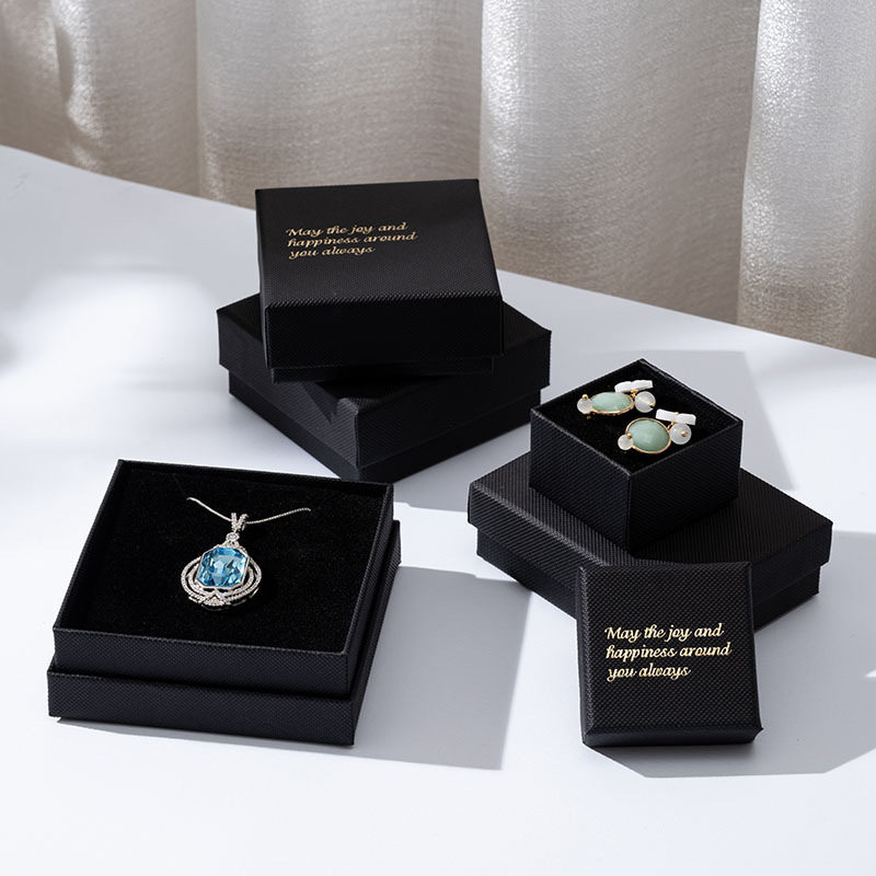 Black Hot Stamping High-End Jewelry Box Jewelry Necklace Gift Box Ring Earrings Earrings Jewelry Packaging Box