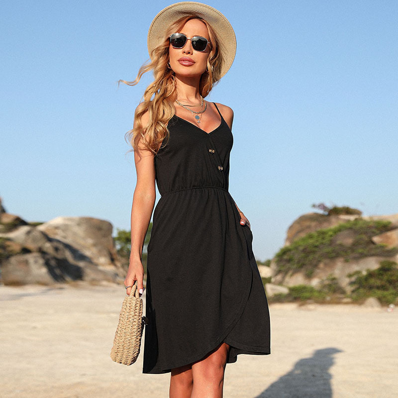 Summer Womens Dress Backless Solid Color Asymmetrical Design Casual or Evening Wear Wholesale Available