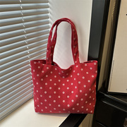 Cross-Border Trendy Spring and Summer New Polka Dot Tote Bag, Large Capacity, Cute Girl's Shoulder Bag, Commuter Handbag