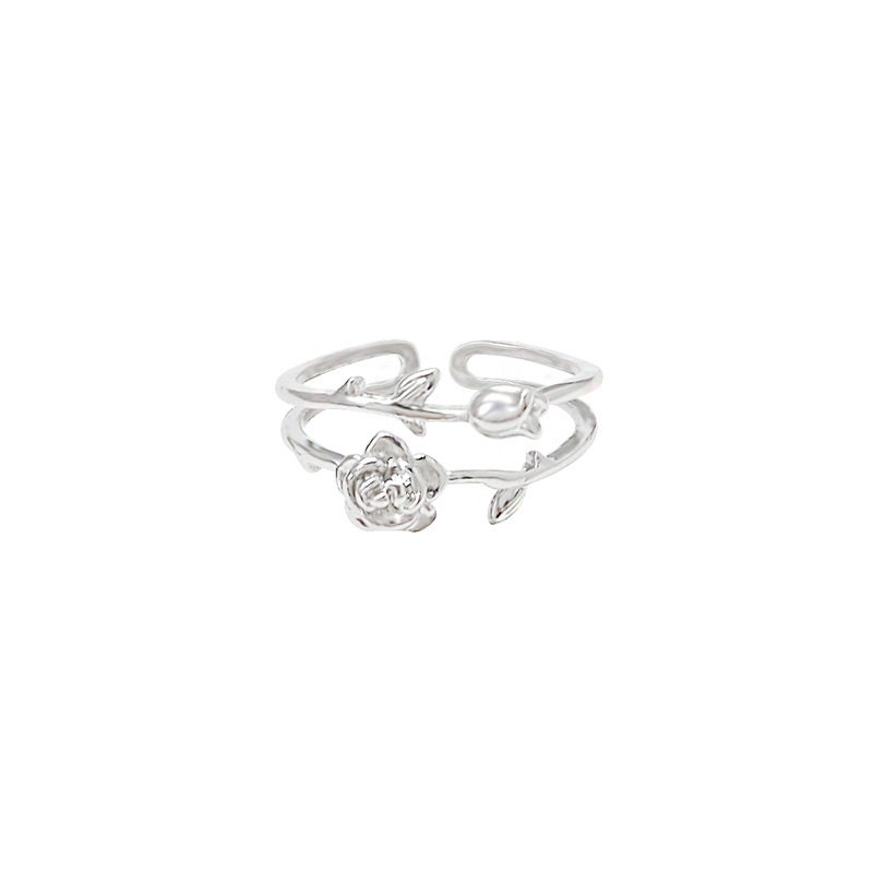 Light Luxury Niche Super Flash Zircon Love Ring Women's ins Style Advanced Design Sense Open Index Finger Ring Wholesale