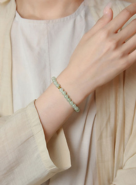 和田玉手串女冰晴水玉石散珠手镯和田玉手链手串手链