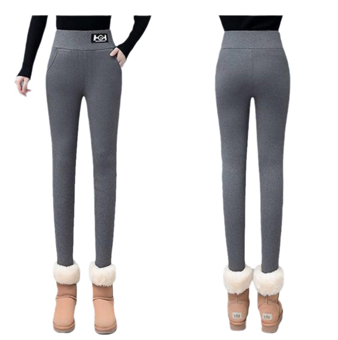 25新款HG羊羔绒加绒加厚打底裤口袋外穿大码修身秋冬保暖裤女跨境,淘宝优惠券,粉丝福利购,淘宝优惠卷