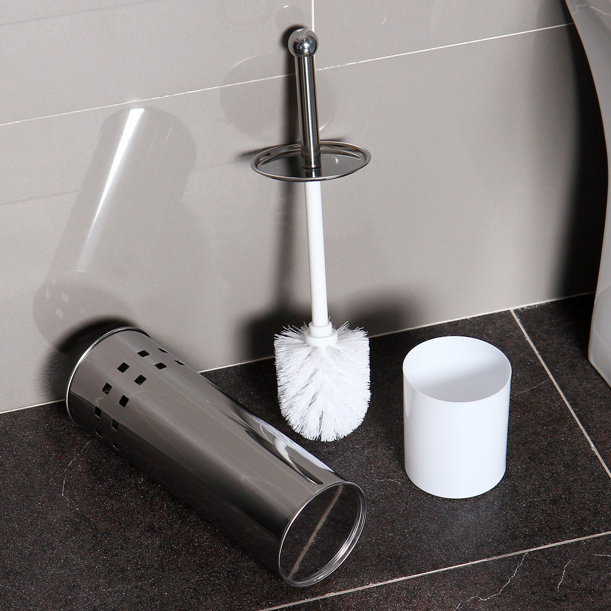 Cross-Border Orz Hotel Bathroom Cleaning Brush Stainless Steel Toilet Brush Household No Dead Corner Toilet Brush Cleaning Set