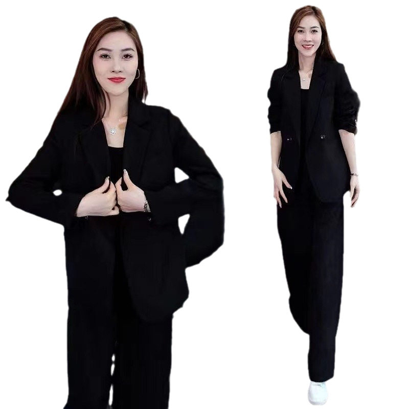 Professional plus size Suit suit 2025 Spring New Loose Slim Casual Suit Jacket Wide Leg Pants Two-piece Set