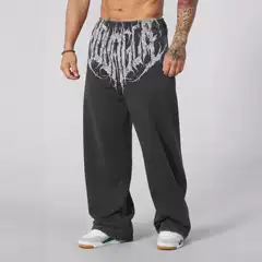 American YOUNG Straight-Leg Wide-Leg Long Pants Men's Large Print Casual Sportswear Gym Outdoor Training Trendy Sweatpants