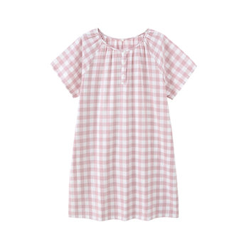 MUJI Home Clothes Simple Casual Maternity Clothes Women's Plaid Good Double-Layer Yarn Pure Cotton Spring and Autumn Nightgown