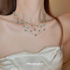 Advanced sense multi-layer color zircon necklace Europe and the United States new luxury clavicle chain niche fashion summer jewelry