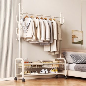 Clothes Hanger Floor Bedroom Household Vertical Dormitory Simple Movable Balcony Clothes Rack Clothes Hanging Rack