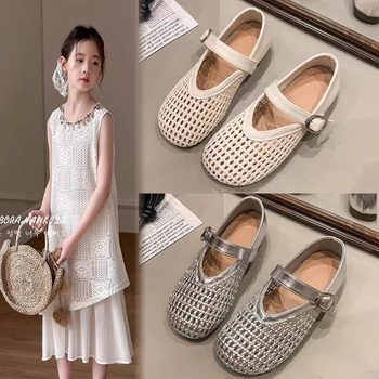 Summer Hollow Fishnet Shoes with One-Piece Mary Jane Shoes, Shallow Mouth Flats, 2025 New Hole-In-The-Wall Roman Sandals