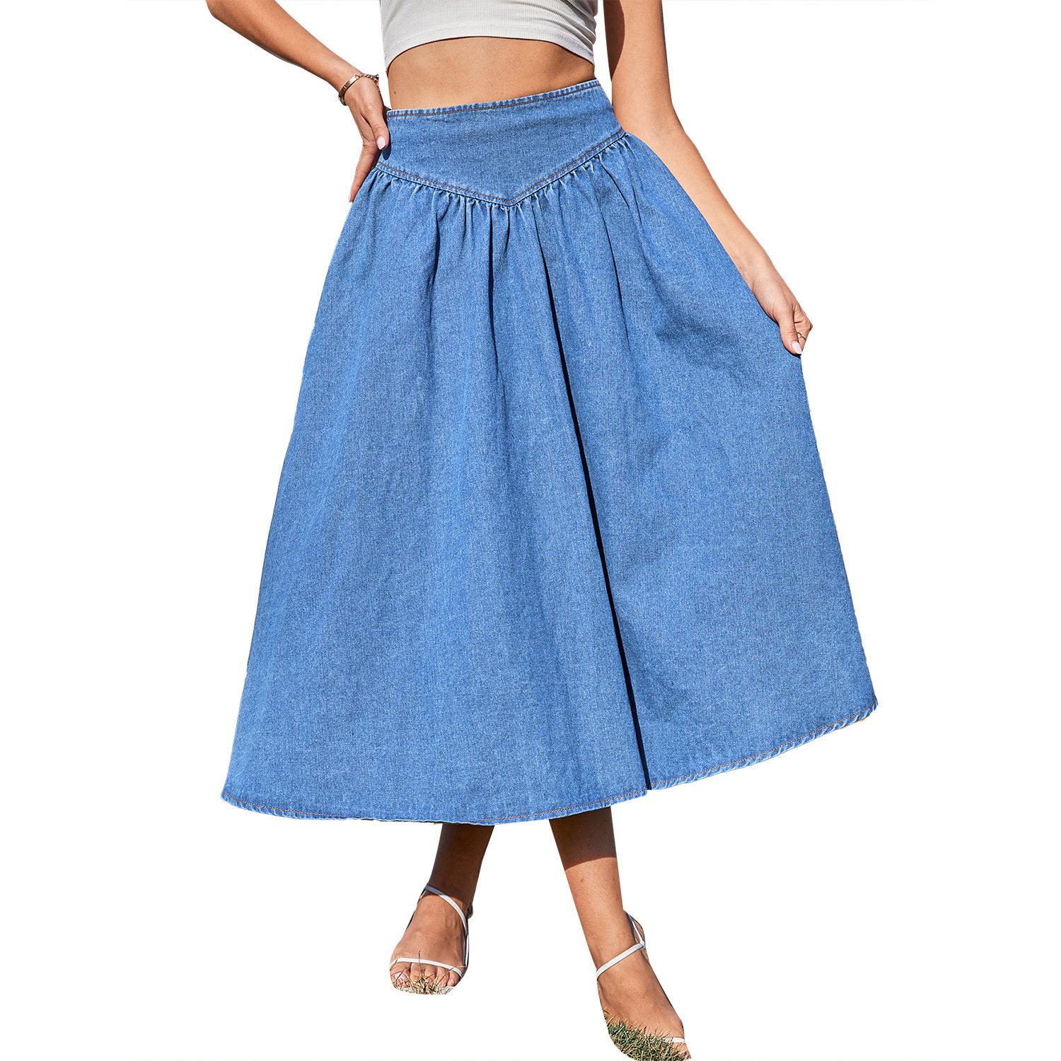 A Line Denim Skirt for Women Trendy Design Comfortable Fit Versatile Style Perfect for Casual Outings Wholesale