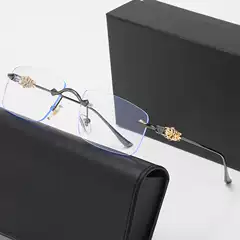 New fashion rimless glasses men and women business myopia frame ovaryeasy cruciferous casual optical glasses