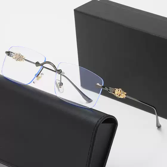 New fashion rimless glasses men and women business myopia frame ovaryeasy cruciferous casual optical glasses