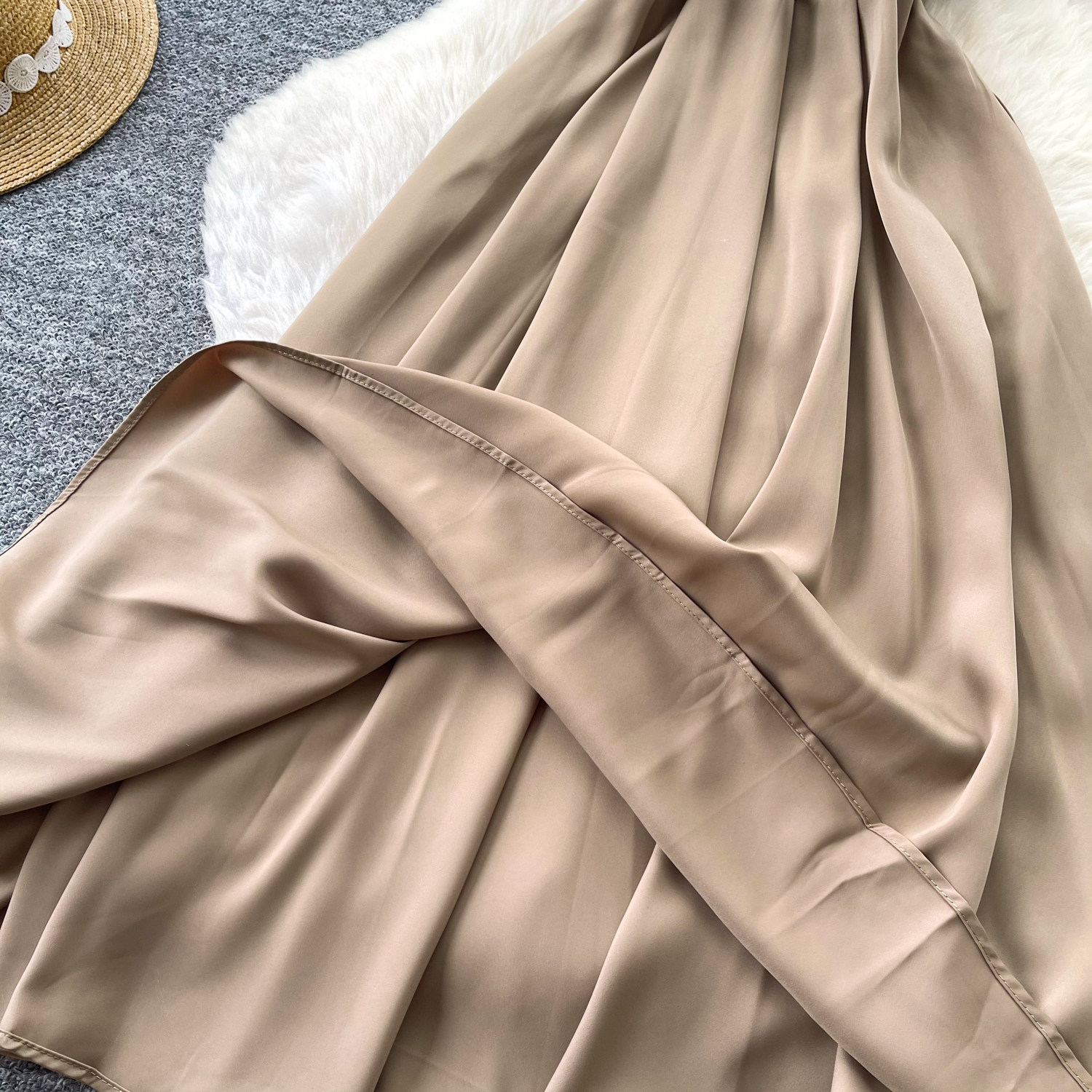 Satin A Line Dress for Women Soft Waist Defining Short Sleeve Summer Style Perfect for Commuting and Elegant