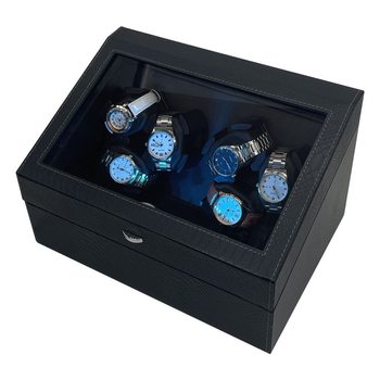 Factory In-Stock Snakeskin Pattern Pu6 Watch Winder + 6 Watch Storage Box for Mechanical Watches and Automatic Winding Watches