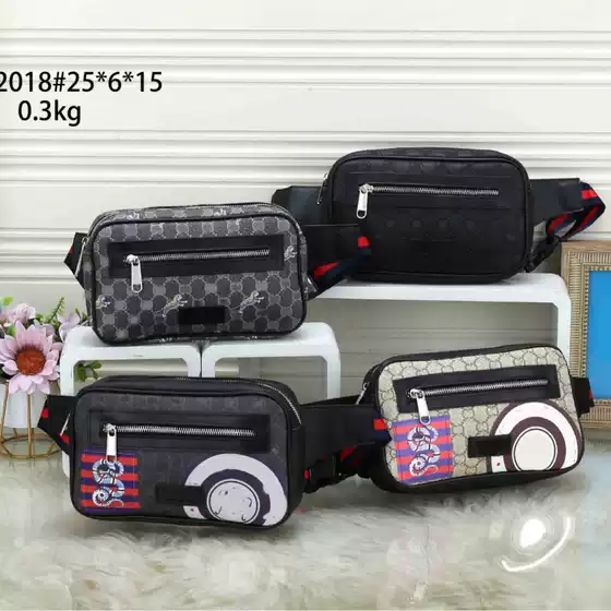 2025 Foreign Trade Men's Bag Supply Zipper Style Square Small Open Pocket Single Letter Black Crossbody Shoulder Bag Dropshipping