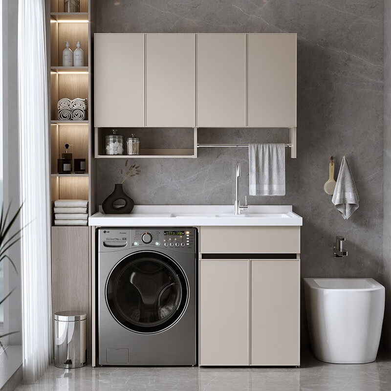 Yida factory direct sales with sink with washboard integrated basin space aluminum balcony washing machine companion cabinet combination