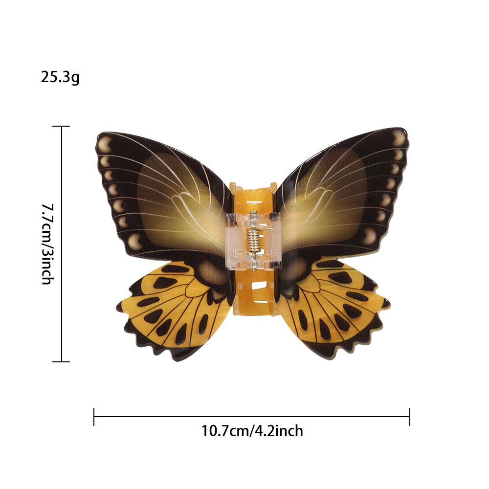 跨境超好看仿镇蝴蝶抓夹女高级感半扎发醋酸发夹后脑勺鲨鱼夹头饰