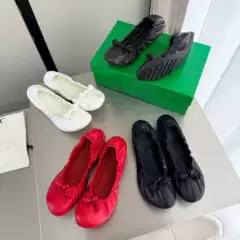 Cross-border casual style ruched soft leather ballet flats for women, low-cut soft-soled versatile commuting shoes, elegant BV dance shoes
