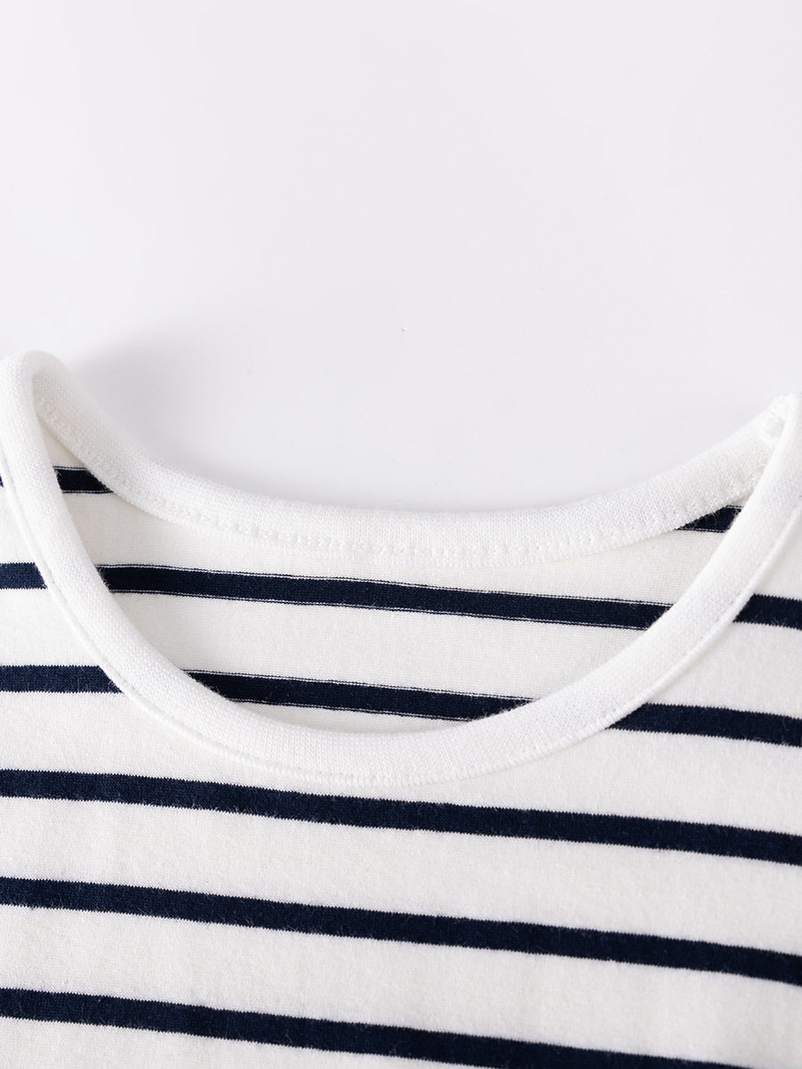 Set Anak Perempuan Lengan Pendek Musim Panas, Setelan Dua Pcs Bayi Bergaris Lucu, Setelan Anak