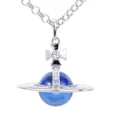 Large three-dimensional 20mm bead necklace-silver dark blue