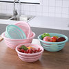 Round Hollow-out Vegetable Washing Basket Three-piece Vegetable Washing Basin Fruit Basket Plastic Draining Sieve Kitchen Vegetable Draining Basket