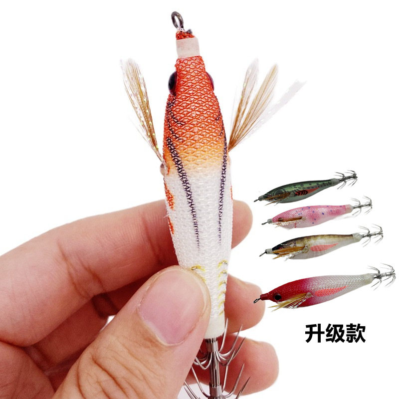 เหยื่อผ้า 6g/8cm แบบแนวนอน ตะขอปลาหมึก กุ้ง ลูหย่า เหยื่อปลอมกุ้ง ไม้กุ้ง จำลอง แสงเรืองรอง ตะขอนำเข้าจากญี่ปุ่น