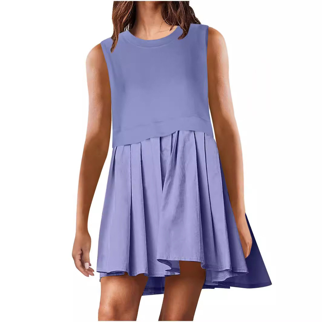 Summer Casual Sleeveless Dress Minimalist Solid Color European and American Style Perfect for Daily Wear Ready to Ship