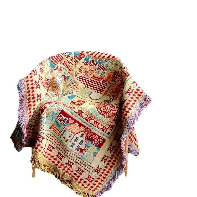 Cross-Border Foreign Trade New Product Double-Sided Jacquard Knitted Personalized Thread Blanket Sofa Towel Cover Blanket Shawl