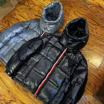 25 Winter Men's and Women's Foreign Trade Colorful Stripe Webbing Casual Hooded Thickened Warm down Jacket Couple Jacket