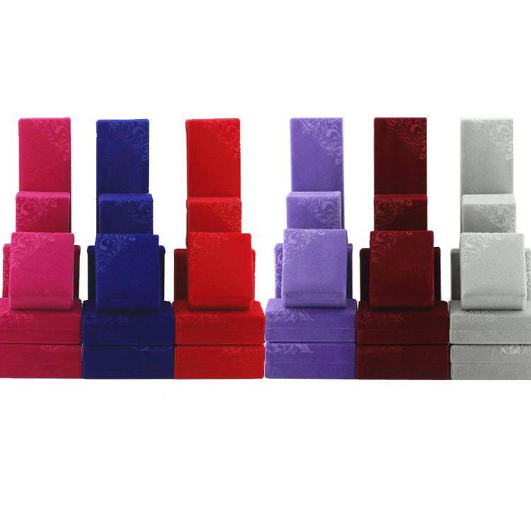 Embossed Right-Angle Velvet Jewelry Packaging Box for Earrings, Pendants, Bracelets, Necklaces, Storage, Wholesale, Hot Stamping Process