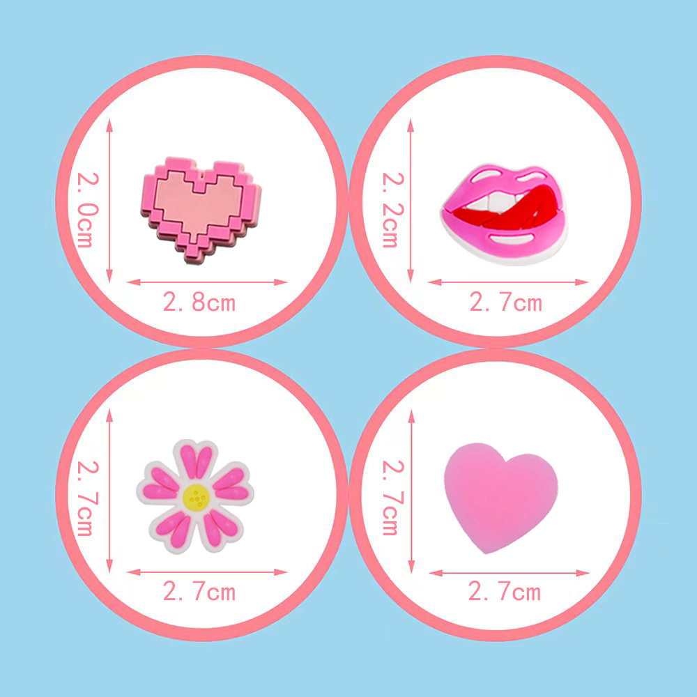 Pink Series Shoe Flower Cartoon DIY Garden Shoe Accessories Pvc Soft Rubber 7-Shaped Buckle High-End Hole Shoe Shoe Buckle