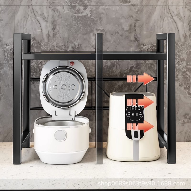 Kitchen Rack Rice Cooker Rack Telescopic Microwave Rack Retractable Oven Storage Rack Countertop Home