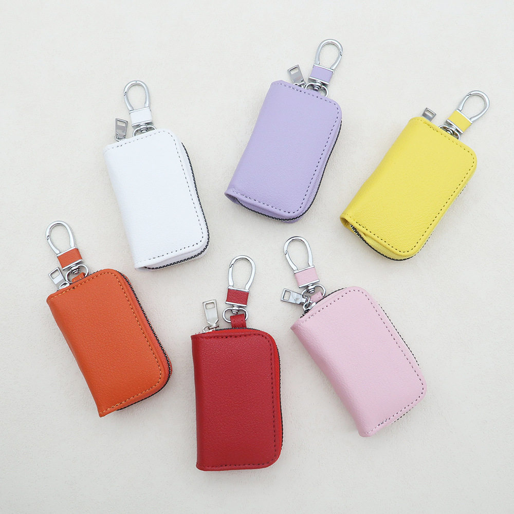 Cross-border in stock Lamb Pattern PU Leather Car Key Bag Men and Women Universal Large Capacity Waist Hanging Zipper Key Bag