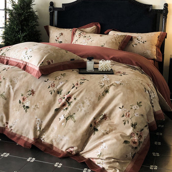 Autumn and winter 120 long-staple cotton sanding four-piece sheets cotton quilt cover bed hat warm cotton supplies 4