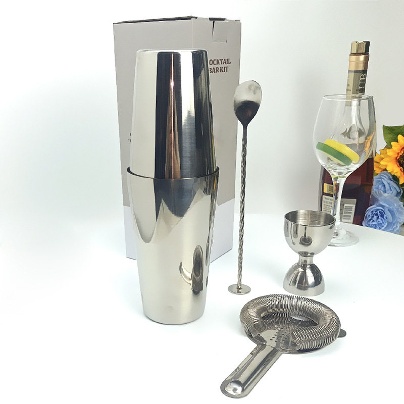 Cross-border Amazon Stainless Steel Cocktail Shaker suit 4-piece Cocktail Boston Shirk Cup Bartending Tool