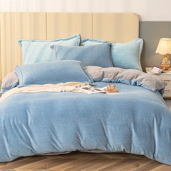 Meimian Kangduo loves milk velvet four-piece coral velvet warm fleece-lined winter thick bed sheet quilt cover gift wholesale