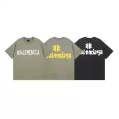 Paris B summer 25 new classic tape printing washed worn old loose short sleeve T-shirt cross-border generation