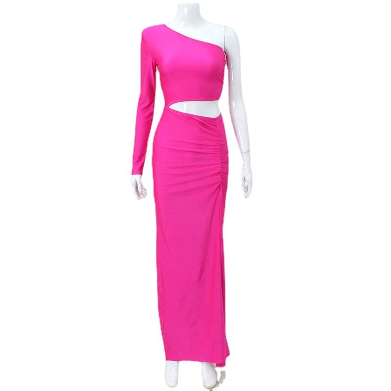 Off Shoulder Long Sleeve Hollow Out Bodycon Dress High Waist Solid Color Sexy Style Evening Party Wear Wholesale