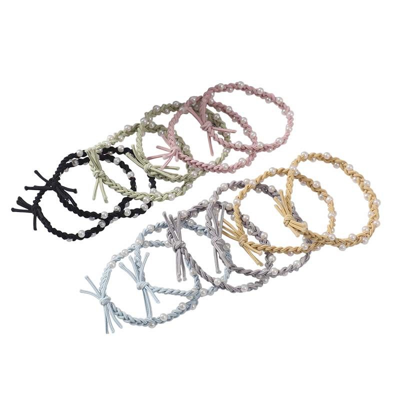 Hand-woven pearl hair band women's high-grade ins head rope ball head small fragrance hair rope large elastic rubber band