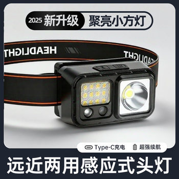 High-Power Outdoor Household Led Head-Mounted Rechargeable Induction Miner's Lamp, Ultra-Bright Portable Headlamp, Wholesale Night Fishing Lamp