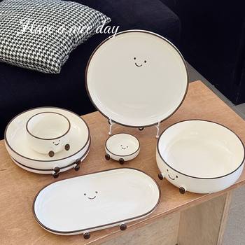 Cocoa Bean Dipping Dish, Cute Breakfast Plate, Kidsren's Dinner Plate, Rice Bowl, Ceramic Dish Plate, Creative Fruit Salad Plate