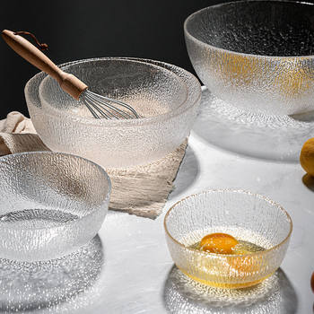 New Glass Bowl Transparent Fruit Plate Internet Celebrity Vegetable Salad Bowl Household Instant Noodle Bowl Source Factory One Piece Wholesale