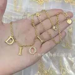 Real Shot of D-Brand High-Quality Full Diamond Letter O Necklace for Women, Versatile Smooth Star Clavicle Chain, Factory Direct Sale