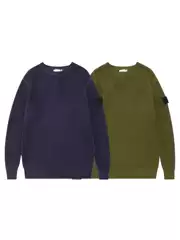 New Cross-Border Round Neck Autumn and Winter Warm Inner Ribbed Stitching Washed Knitted Sweater for Men and Women Foreign Trade