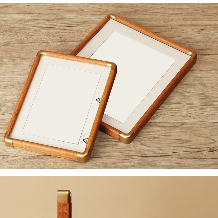 Solid Wood Photo Frame with Imitation Copper Corners, Empty Frame for Display, Solid Wood Sandalwood Color, Teak Color, Cardboard Picture Frame for Traditional Chinese Painting