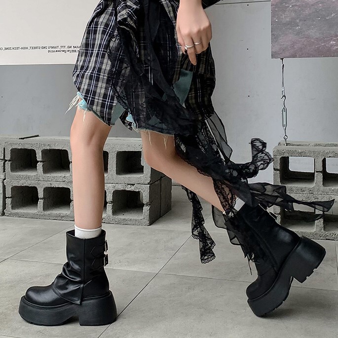 Boot nữ da bò cổ thấp gót xuồng khóa kéo bên hông — Lớp lót đơn màu đen, Lớp lót đơn màu nâu, Lót nhung đen, Lót nhung màu nâu