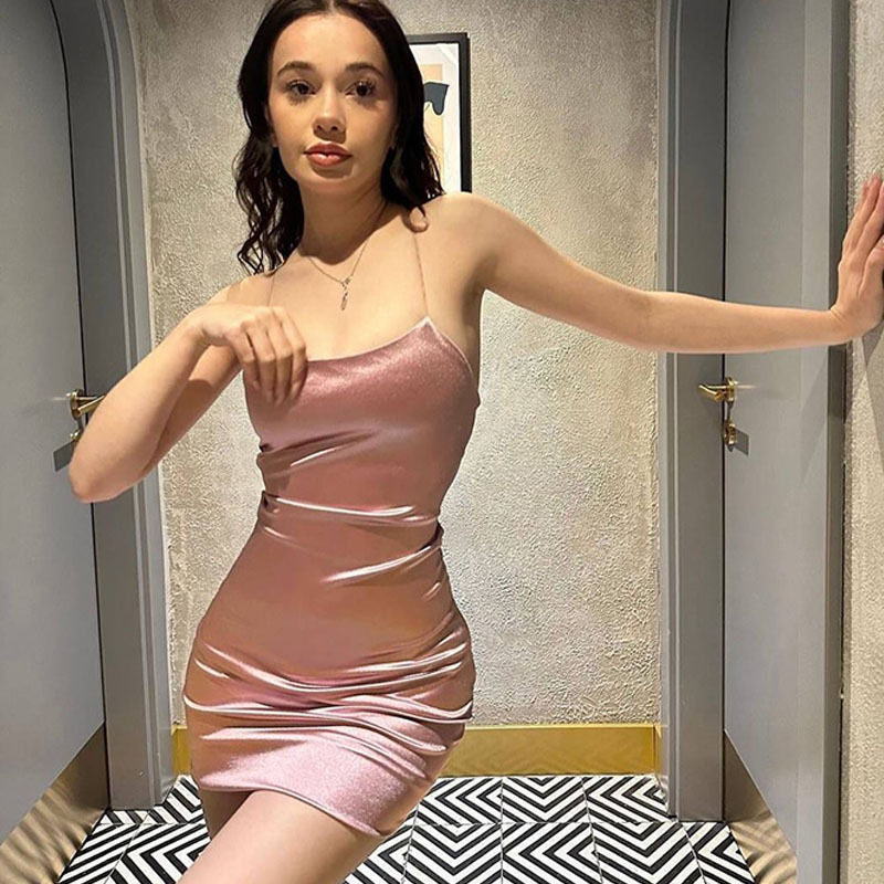 Velvet Bodycon Dress Sexy Backless Design Adjustable Straps Slim Fit Ideal for Parties and Night Out Wholesale