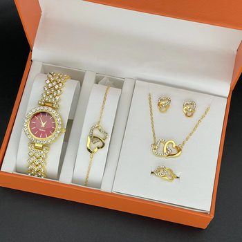Cross-Border Trade Hot-Selling Women's Elegant Quartz Watch Gift Box Set, Fashionable Watch Dial Accessories, Niche Tiktok