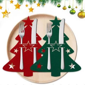 Cross-Border Felt Christmas Tree Cutlery and Cutlery Mats Kitchen Tableware Decoration Party Tableware Ornaments