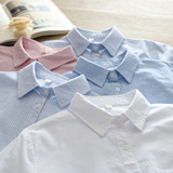 Повседневная и простая оксфордская тканая рубашка 2024 весна и осень, новая корейская версия свободной рубашки в полоску с низом, тренд женской блузки